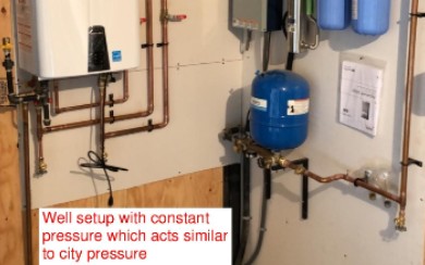 Constant pressure system for a well set-up. Gives the same effect as city pressure.